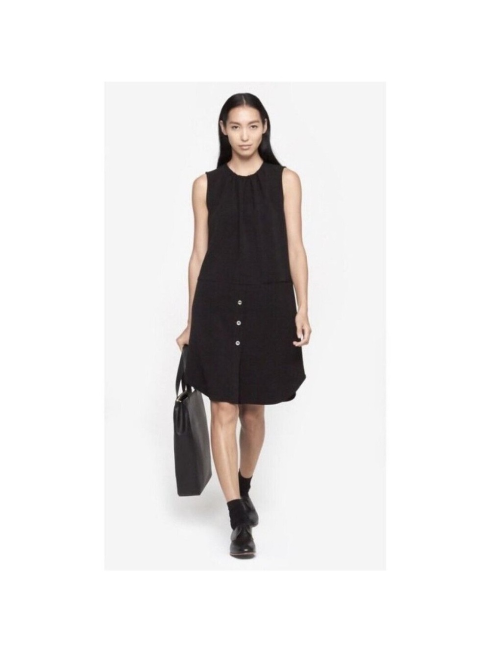Rachel Comey Kava Innsbruck Shift Dress Black Curved Hem